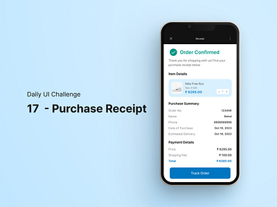 Daily UI Challenge 17 - Purchase Receipt dailyui dailyuichallenge design purchasereceipt ui uidesign ux design