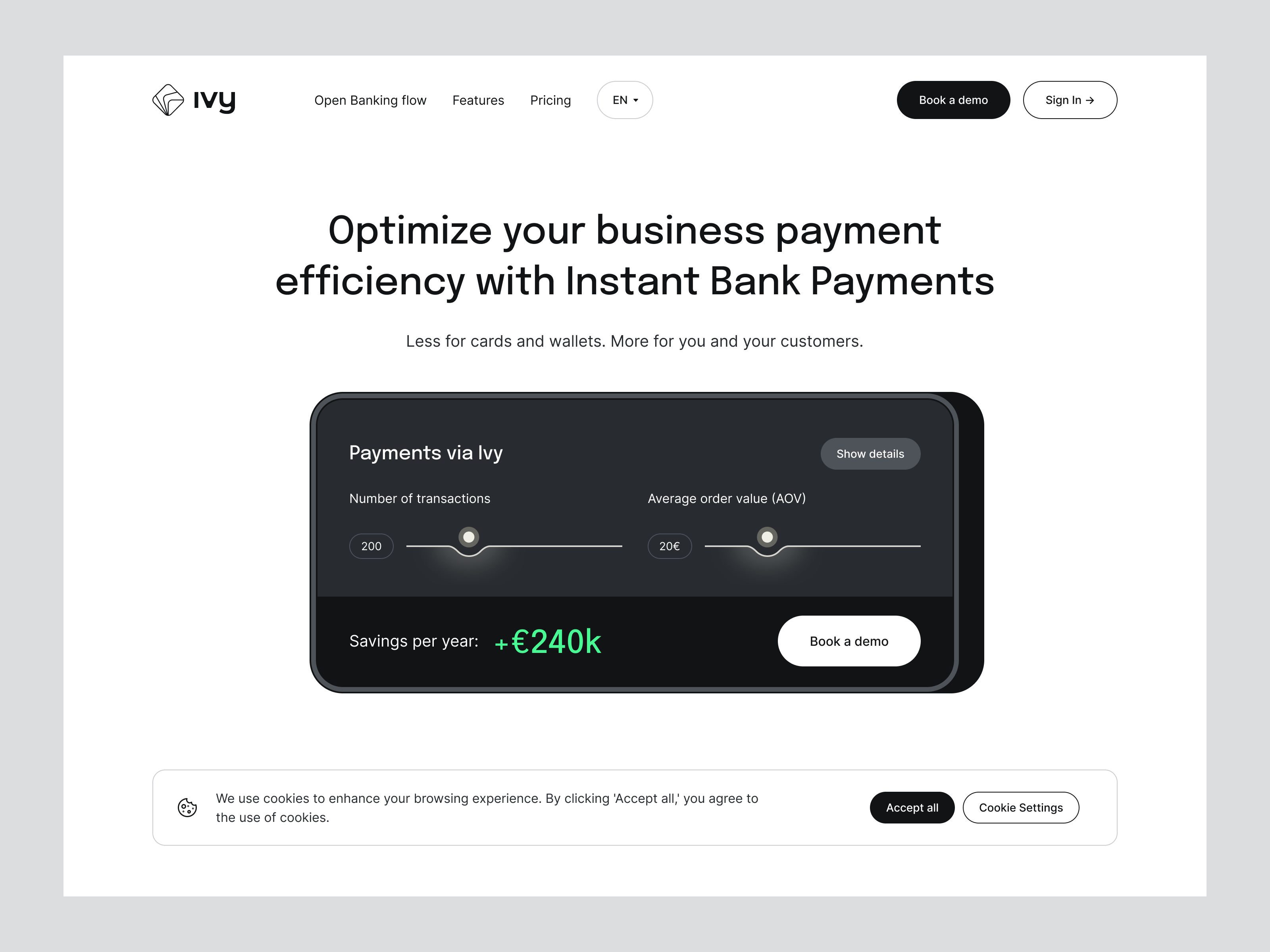 Example of ivy - instant bank payments