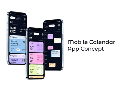 Mobile Calendar App Concept app calendar dailyui design designconcept mobile ui uidesign uiux ux uxdesign uxui webdesign
