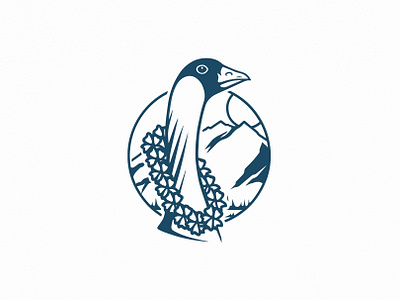 Nene Goose Hawaiian Logo (logo for sale) animal bird brand identity branding creative design creative logo duck exclusive logo floral lei goose hawaii hawaiian logo logo design logotype mountain plumeria flower sun ti leaf vector