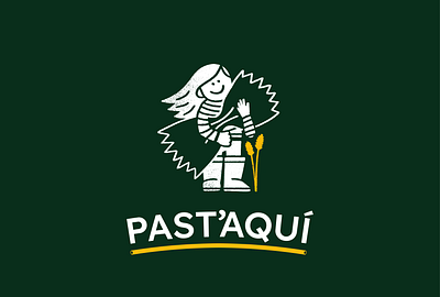 Past'Aqui brand branding girl graphicdesign illustration logo logotype pasta wheat