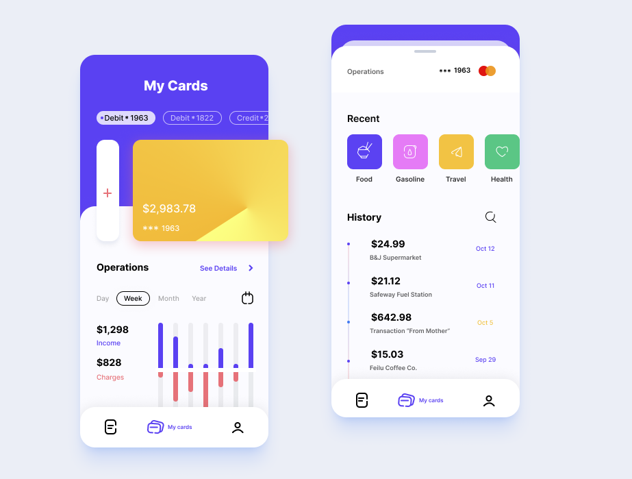 Mobile App design bank by Mariya Zhorzholiani on Dribbble