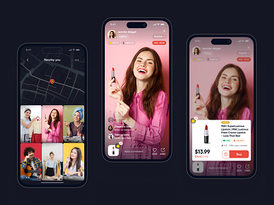 Social Commerce - Live Shopping app buy commerce design instagram shop live meta shop nearby sale shop shopping short video social social commerce social media tiktok tiktok shop ui ux vertical