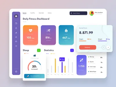 Fitness Dashboard Design activity admin panel animation branding daily tash dashboard design fitness admin fitness dashboard design fitness health fitness tracking graphic design health app health care health dashboard interface motion graphics product design workout dashboard workout tracker