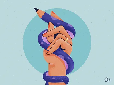 Reptencil 🐍✏️ adobe brushes character colours hand ill illustration illustrator nails pencil reptile ring shading shadows snake vector