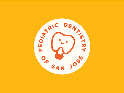 Pediatric Dentistry of San Jose badge branding character cute dental dentist dentistry flat hand drawn illustration kawaii logo mascot minimal tooth