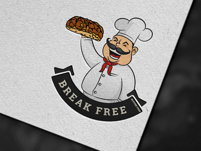Creative Logo Design Complete for Gluten Free Cafe bread logo chef logo food man logo gluten free logo man logo uncle logo