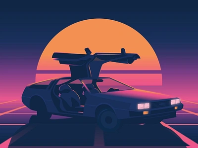 80s 80s animation backtothefuture delorean graphic design illustration motion graphics neon retro retrowave synth synthwave vector vehicle