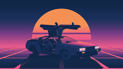 80s 80s animation backtothefuture delorean graphic design illustration motion graphics neon retro retrowave synth synthwave vector vehicle