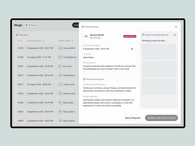 Ningle - Bed Management animation branding button dashboard data design green health healthcare hospital input machinelearning minimalist modal nurse patient product ui ux uxui