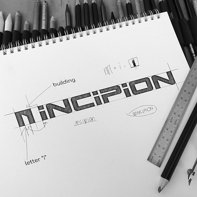 Sketch for a Construction Company INCIPION animation branding bulding design fyp graphic design i icons logo monogrma motion graphics names