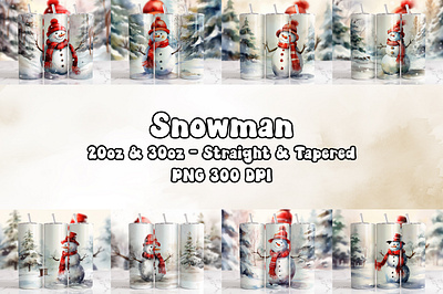 Snowman 20oz & 30oz Tumbler Wrap - Bundle snowman straight