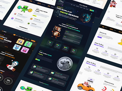 Meme Coin Web UI Kit crpyto currency crypto coin crypto community crypto memecoin design figma figma design meme coin meme coin web ui kit meme coins meme token memecoin community memes token ui ui design ui kit ux web ui kit website design