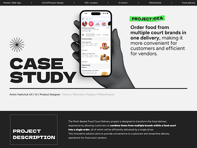 Food Court case case study delivery food mobile mockup order