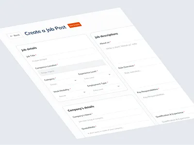 Create a job post page app create a job design product design ui ux webapp