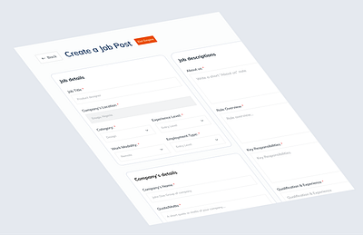Create a job post page app create a job design product design ui ux webapp