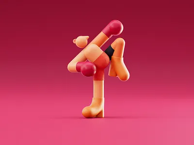 Kick Boxing 3d art 3d model app design blender character cinema4d design flat vector illustrator modeling render sport vector web design