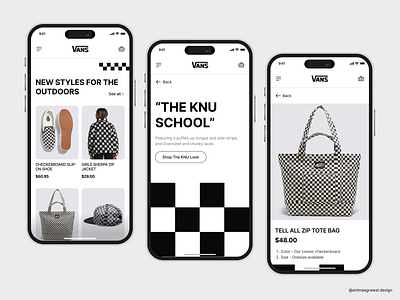 Vans Ecommerce App - Mobile app bags branding buy cart clothes dashboard ecommerce fashion ios jackets marketplace minimal mobile app mobile app design purchase sell shopping shopping app ui vans