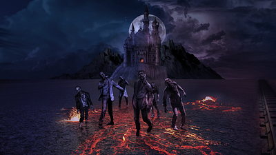 Zombie 3d castle design graphic design merge new photoshop post