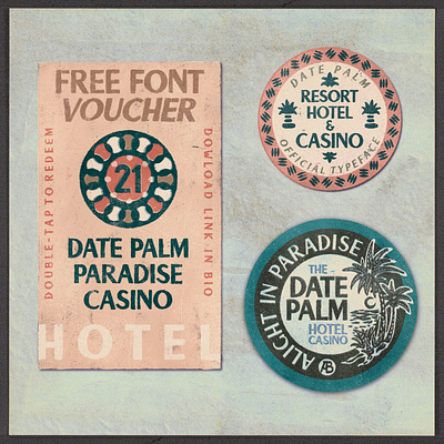 Date Palm Resort ancient artifact badge design bazaar casino chill date palm font hollywood hotel modern old hollywood paper paper textures resort retro texture texture brushes tropical vintage
