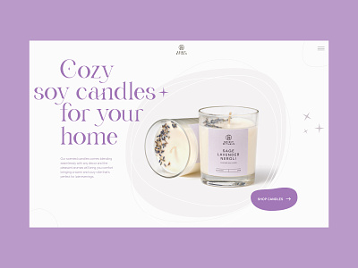 Concept for the candle shop candle grid homepage landing lavender layout light lightdesign main page typo typography ui webdesign website