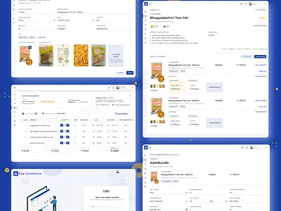 ExaCommerce | Digital e-commerce platform. bakers bundle e commerce efficiency empty state home screen invoice login minimal modern product tables