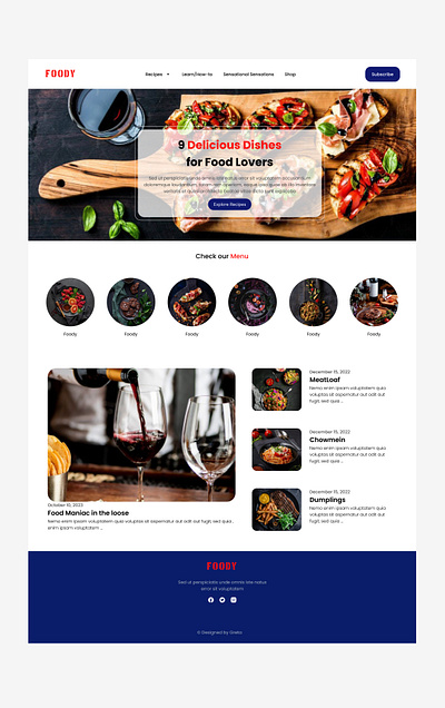 Restaurant homepage UI