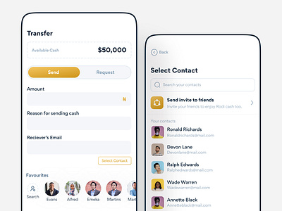 Transfer/Send Money Using Rodicash (Mobile App Design) app contacts design mobile money receive rodicash send uiux