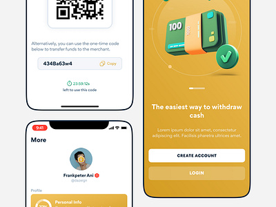 Rodicash Mobile App Design (More Screens) create account fintech ios design mobile app design recieve send vibrant colors