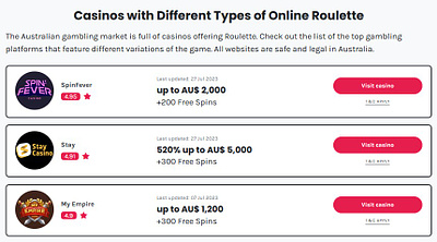 Online roulette casinos page design description for BetPokies graphic design ui web design