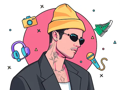 Justin Bieber | Cartoon Vector Portrait art celebrity color creative design fan art graphic design illustrations inspiration justin bieber line art music new pop culture pop star shading vector vector art visual arts