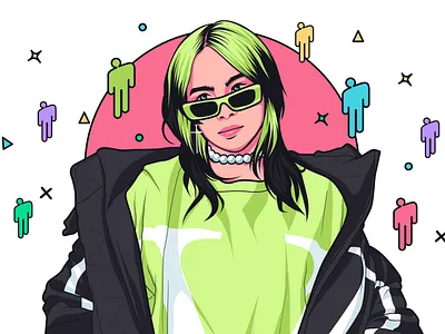 Billie Eilish | Cartoon Vector Portrait artist billie eilish celebrity digital art fashion gen z global phenomenon graphic design illustrations inspiration music pop culture portrait portraiture self acceptance style teenage icon vector vector art