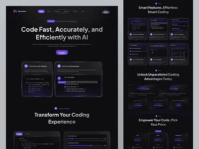NeuroNest - AI Assisted Coding Landing Page ai code coding dark mode design features footer header landing page mobile pricing product design typography ui ui design uiux ux ux design web design website