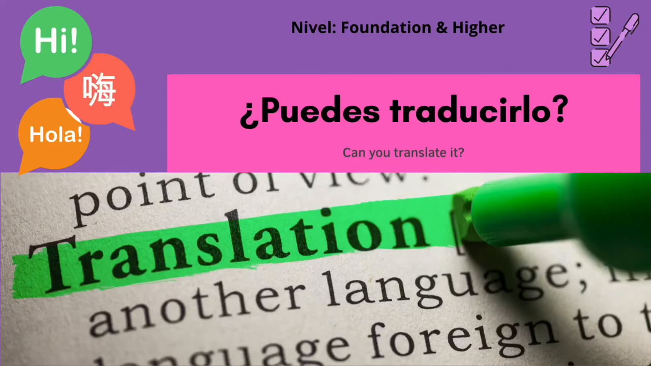 GCSE Spanish translation practice Part 1 Spanish into English by