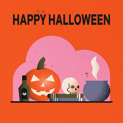 Happy Halloween comic cute design greeting halloween illustration orange