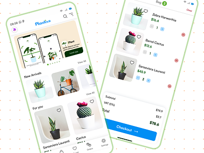 Plant ecommerce app app design cart page design ecommerce app ecommerce ui ux design icon design icon library icon pack icon set iconography icons illustration mobile app dsign nature plant app product design ui ui design ui ux design user interface design