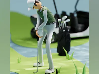 Golf 3d animation art branding c4d character commercial design golf graphic design illustration logo minimal motion graphics ui