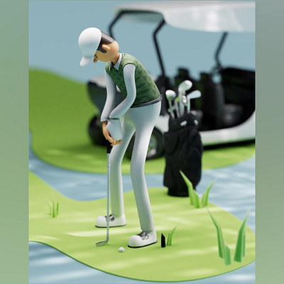 Golf 3d animation art branding c4d character commercial design golf graphic design illustration logo minimal motion graphics ui