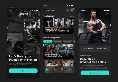 Fitnice - Digital Workout Application fitness gym mobile mobileui ui workout