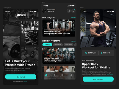 Fitnice - Digital Workout Application fitness gym mobile mobileui ui workout