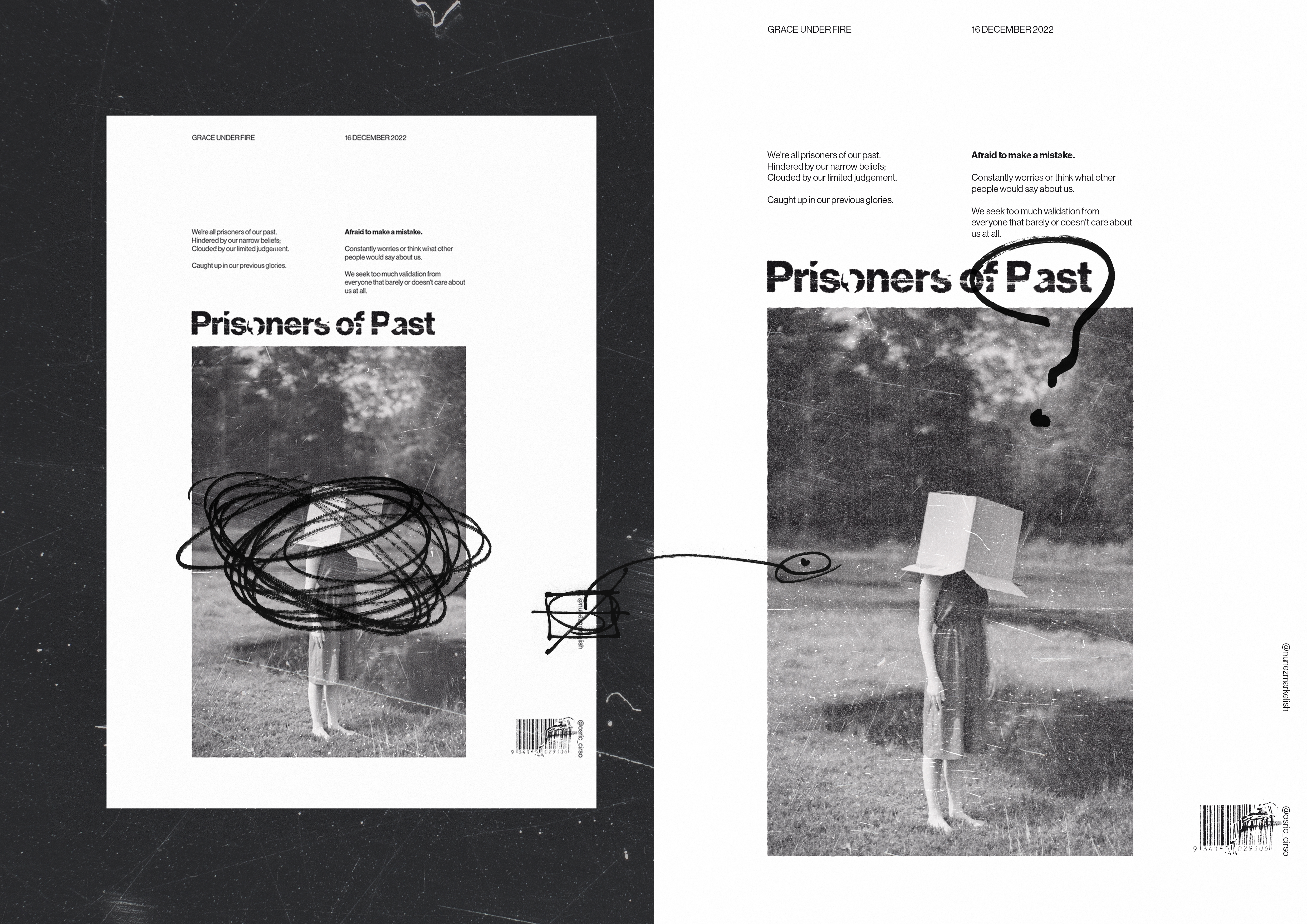 Personal Essay: Prisoners of Past adobe illustrator adobe indesign adobe photoshop design editorial editorial design editorial layout editorial typography freelance designer graphic design magazine memoir notes poetry poster design posters print print is not dead typography