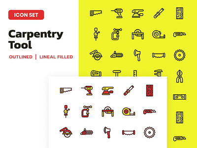 Carpentry Icon Set carpentry colored construction filled icon icon design monoline outlined stroke ui woodworking workshop