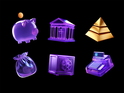 Finance icons set. Banking, investments 3d icons ai generated bank banking business cute finance glassmorphism icons illustration income investment isolated market piggy bank plastic png revenue set trendy