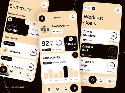 Fitness App Concept app clean concept creative design exercise fitness gym ios minimal mobile product design profile ui visual design