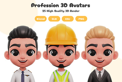 Profession 3D Avatar 3d 3d art 3d artwork 3d avatar 3d icon 3d modeling app art artwork avatar blender blender 3d character design graphic design illustration job logo profession ui