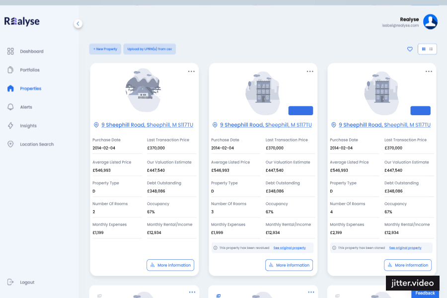 REalyse - Portfolio Management Tool animation bran responsive ui ux ux improvments ux research