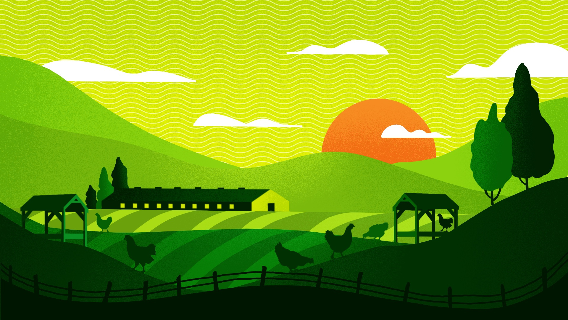 Farm Scape barn chicken drawing eggs environment farm hen hills house illustration landscape mountain mountains procreate rolling scape series texture