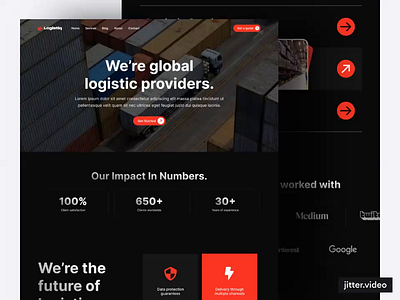 Logistiq - Logistic Landing Page Exploration dailyui dark theme illustration landing page logistic ui uidesign userinterface webdesign