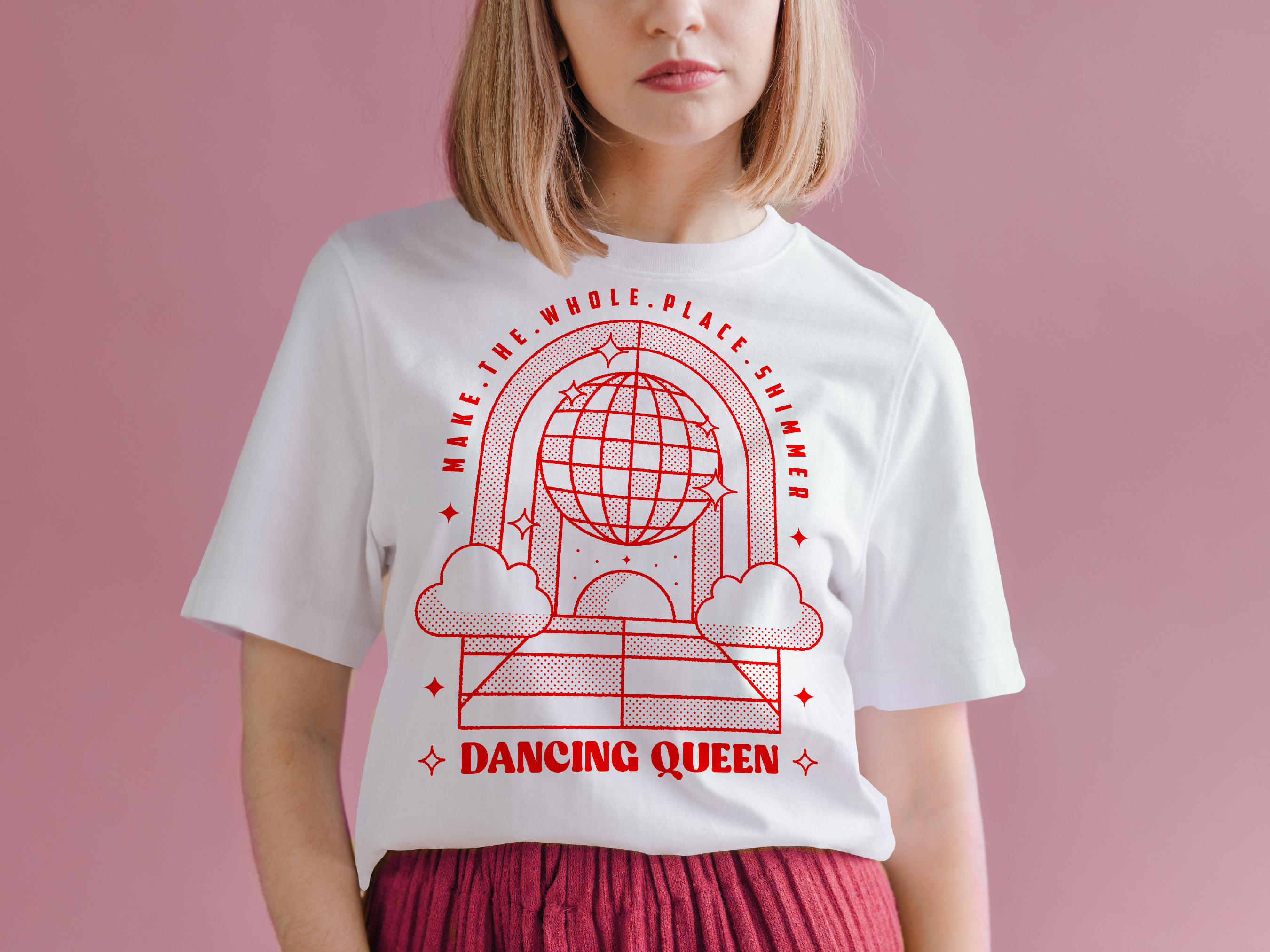 Disco ball t-shirt abba cloud dance floor dancing dancing queen disco disco ball era tour halftone illustration last disco mirrorball new years outfit rainbow red retro taylor swift tshirt vintage