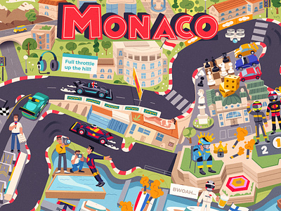 A piece of F1 Monaco track art cartoon character design drivers f1 formula1 illustration map monaco race sport track